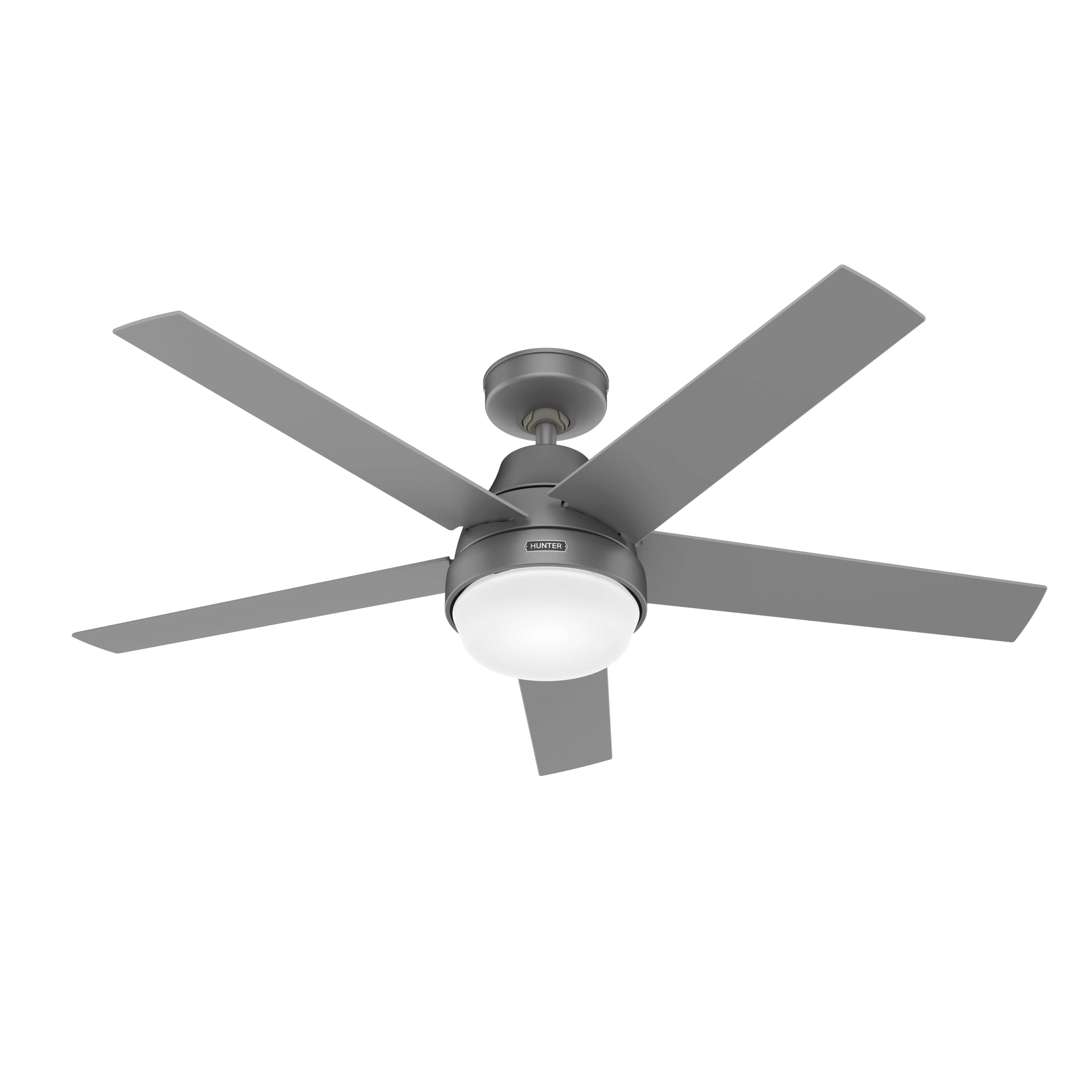 HunterSMART Aerodyne smart ceiling fan in matte silver finish