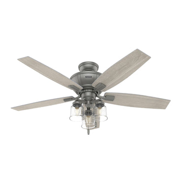 52 inch Charlotte with 3-LED Light Ceiling Fans Hunter Matte Silver - Light Gray Oak 