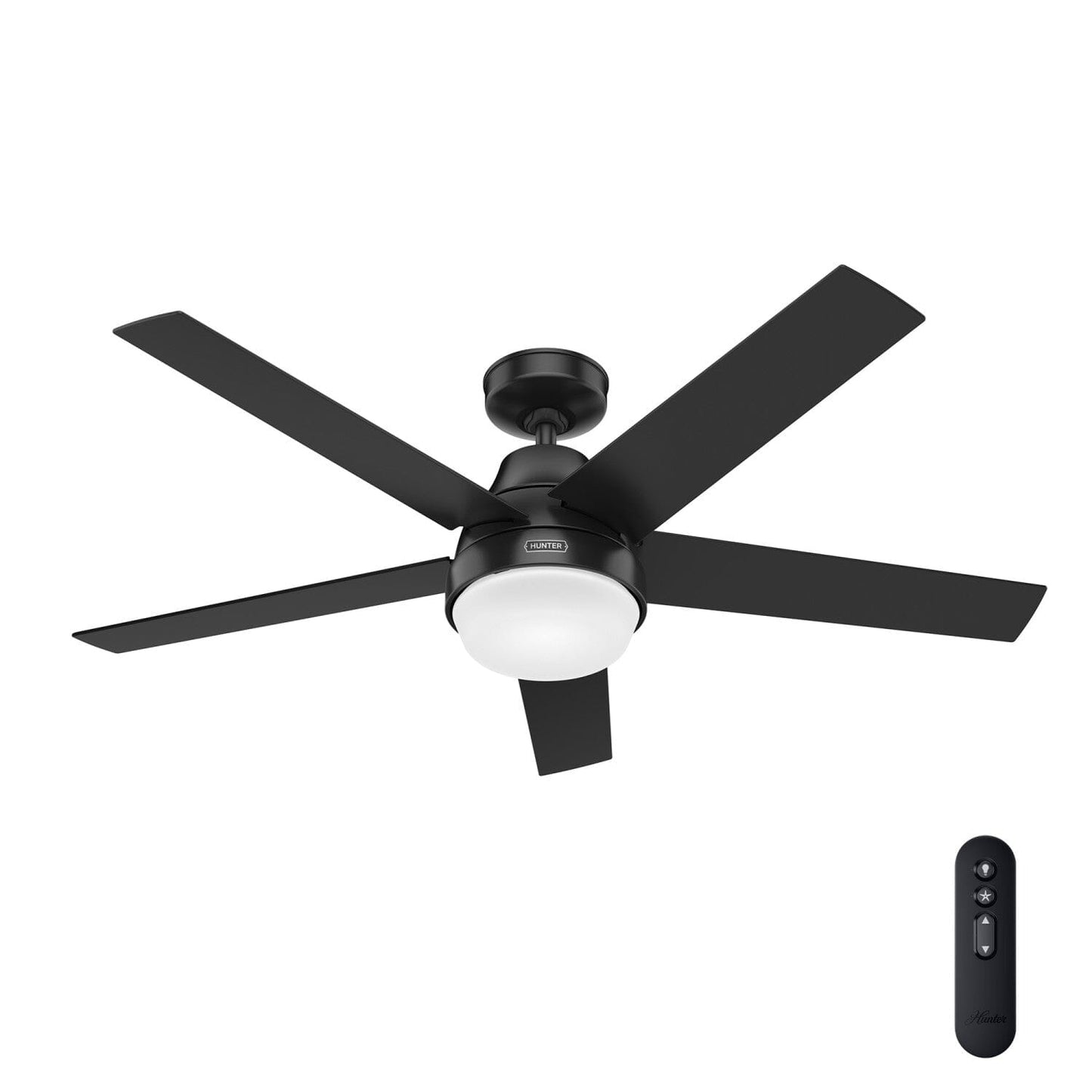 Aerodyne Indoor Smart Fan with LED Light 52 inch with Remote Ceiling Fans Hunter Matte Black - Matte Black 