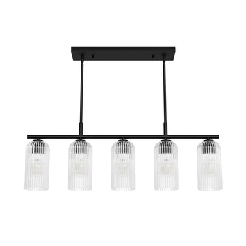 Beverly Glen Jasmine Roth 5 Light Medium 37 Inch Linear Lighting Hunter Matte Black - Amber 