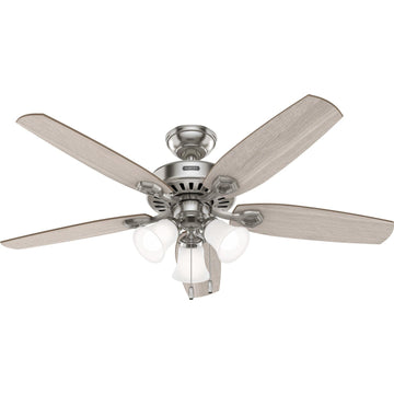 Builder ENERGY STAR DC with Light 52 inch Ceiling Fans Hunter Brushed Nickel - Light Gray Oak 