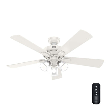 Crestfield with 3 LED Lights and Remote Control 52 inch Ceiling Fans Hunter Fresh White - Fresh White 