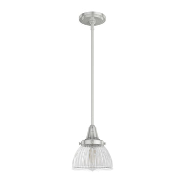 Cypress Grove 1 Light Mini Pendant Lighting Hunter Brushed Nickel - Clear Holophane 