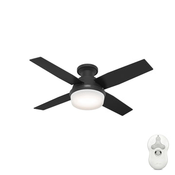 Dempsey Low Profile with Light 44 inch Ceiling Fans Hunter Matte Black - Matte Black 