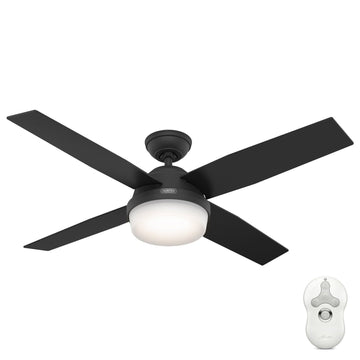 Dempsey with Light and Remote Control 52 inch Ceiling Fans Hunter Matte Black - Matte Black 