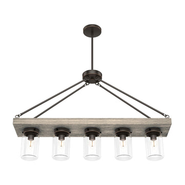 Devon Park 5 Light Linear Chandelier Lighting Hunter Onyx Bengal - Barnwood 