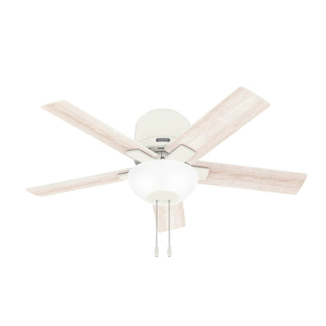 Fitzgerald with LED Light 44 inch Ceiling Fans Hunter Matte White - Bleached Alder 