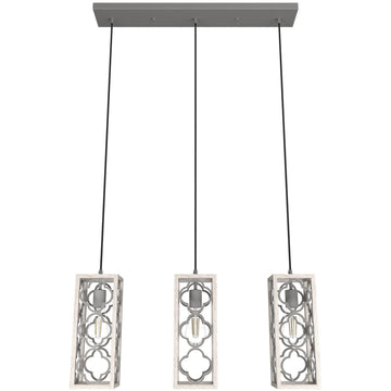 Gablecrest 3 Light Linear Cluster Lighting Hunter Distressed White - Painted Concrete 