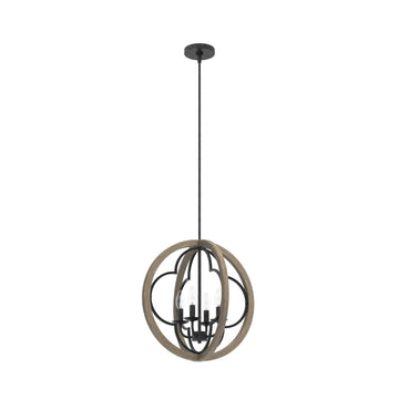 Gablecrest 4 Light Pendant 19 inch Lighting Hunter French Oak - Rustic Iron 