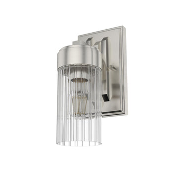 Gatz 1 Light Wall Sconce Lighting Hunter Brushed Nickel - Ribbed 