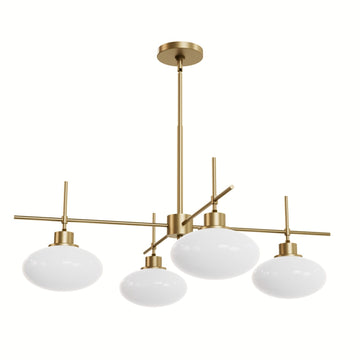 Getty Jasmine Roth 4 Light Large 34 Inch Chandelier Lighting Hunter Luxe Gold - Cased White 