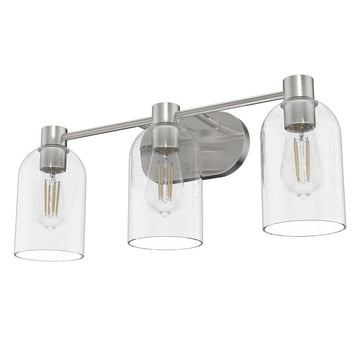 Lochemeade Clear Seeded Glass 3 Light Vanity Lighting Hunter Brushed Nickel - Seeded 