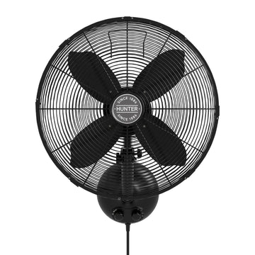 Oscillating Wall Mounted Fan 16 inch 3 speeds Classic W16 Portable Fans Hunter Matte Black 