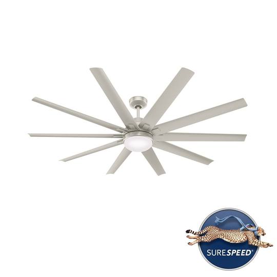 Overton outdoor ceiling fan in matte nickel finish