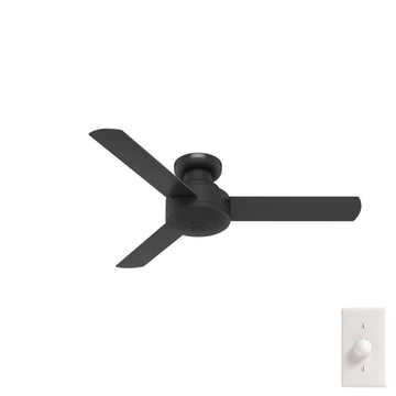 Presto Low Profile 44 inch Ceiling Fans Hunter Matte Black - Matte Black 