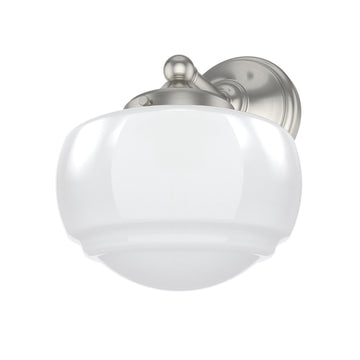 Saddle Creek Shiny Cased White Glass 1 Light Sconce Lighting Hunter Brushed Nickel - Cased White 