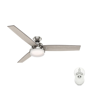 Sentinel with LED Light 60 inch Ceiling Fans Hunter Brushed Nickel - Light Gray Oak 