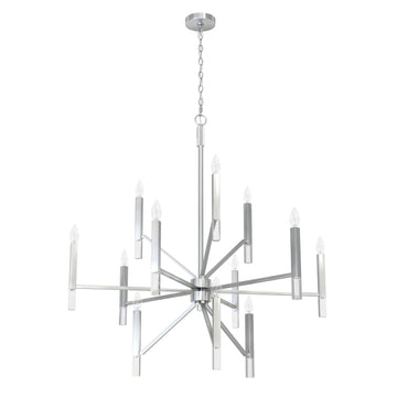 Sunjai 12 Light 3-Tier Chandelier Lighting Hunter Brushed Nickel - None 