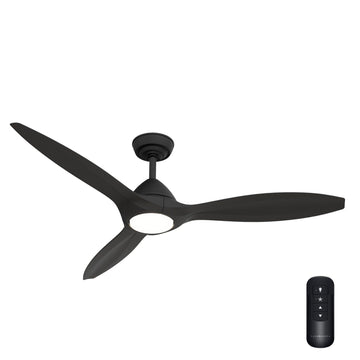 Surea Outdoor with LED Light 56 inch Ceiling Fans Casablanca Matte Black - Matte Black 