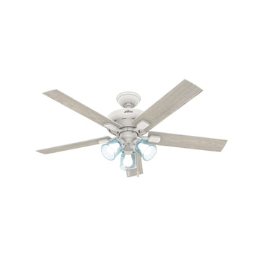 Whittier with LED Light 52 inch Ceiling Fans Hunter Matte White - Bleached Oak 